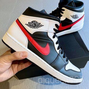 Air Jordan 1 Mid Black Chile Red White Men’s